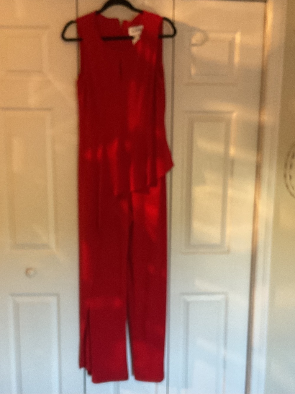 Joseph Ribkoff Vibrant Red Sleeveless Draped Jumpsuit